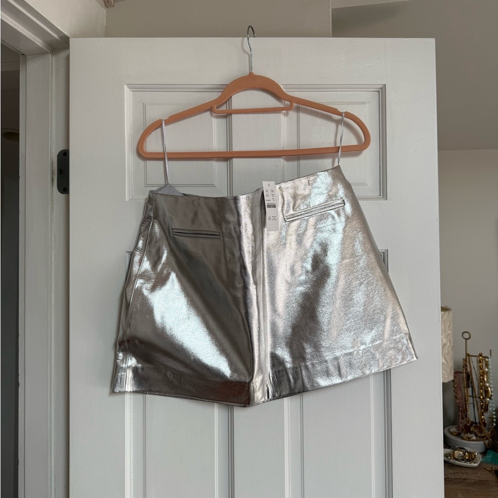 Silver faux leather Metallic Skirt